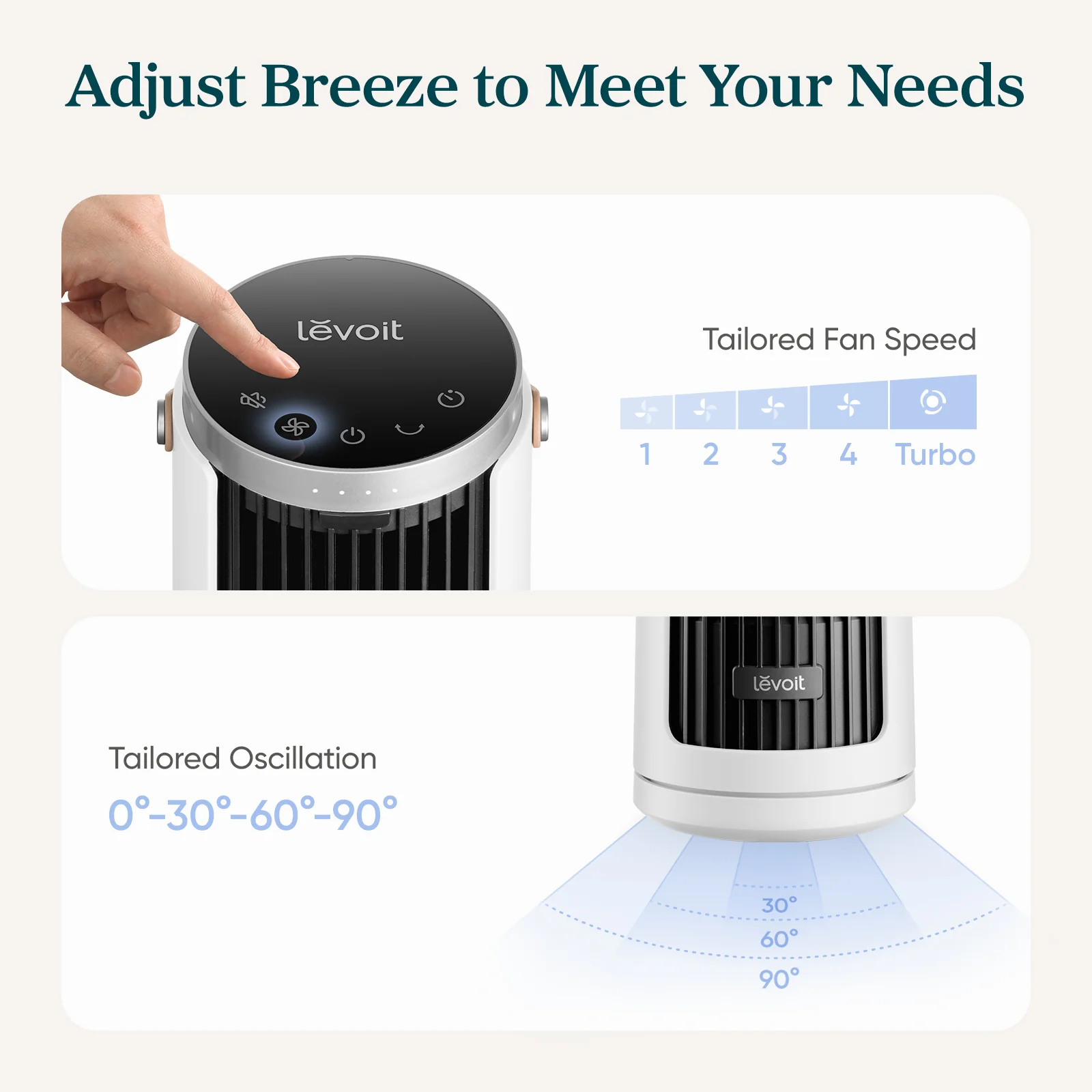 Levoit 13'' Portable Mini Tower Fan - Image 4